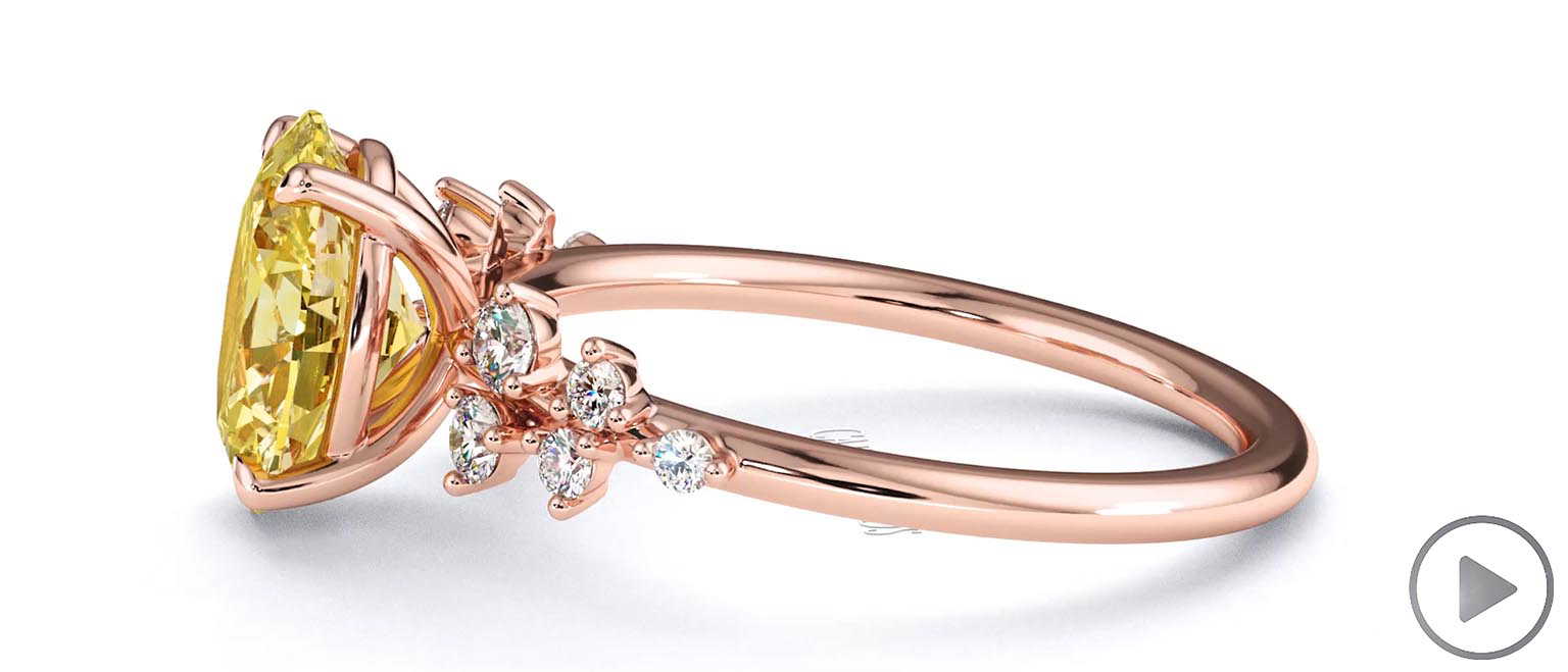 Stardust Yellow Natural Diamond Celestial Oval Engagement Ring Rose Gold top video