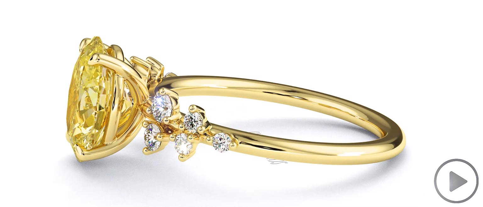 Stardust Yellow Lab Grown Diamond Celestial Oval Engagement Ring Yellow Gold top video