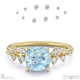 blue lab grown diamond cushion cut stardust engagement ring yellow gold with 18k yellow gold metal and cushion shape diamond