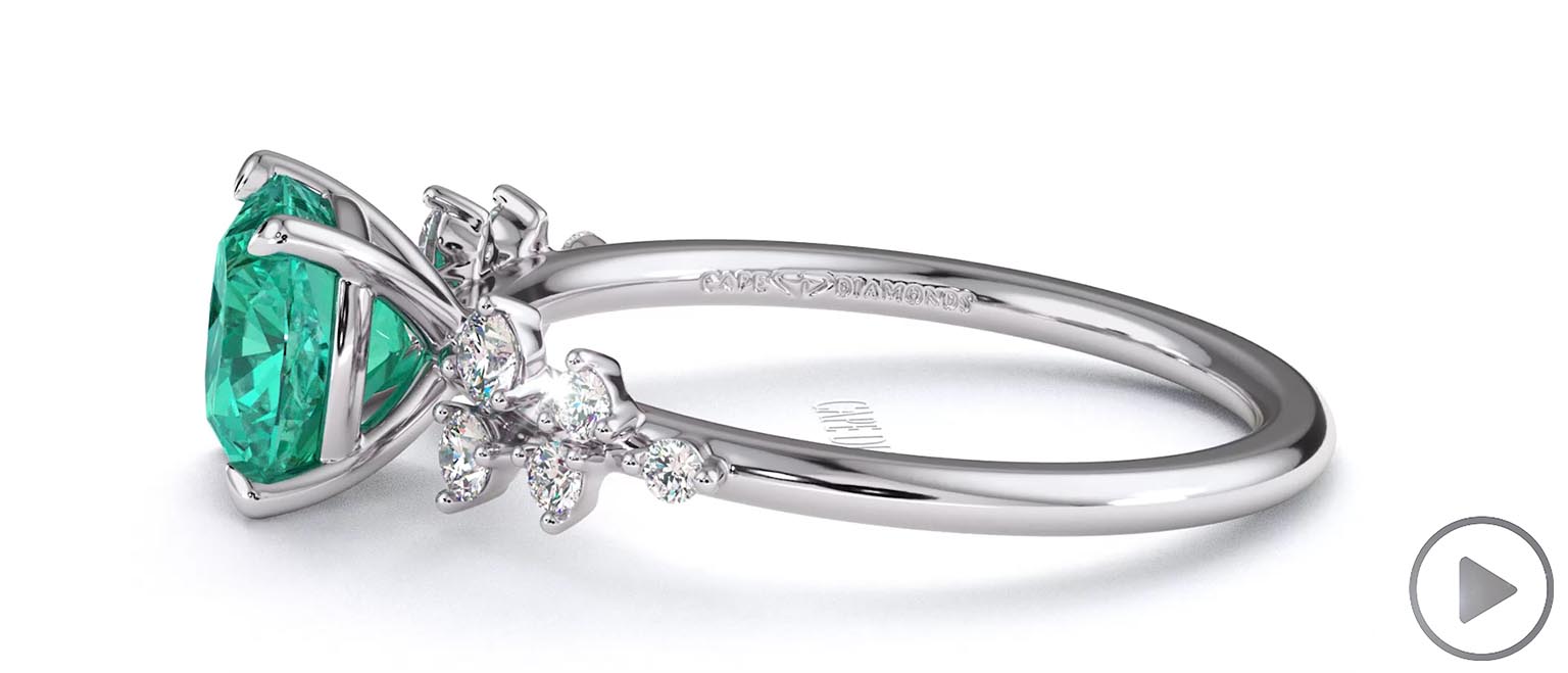 Stardust Tourmaline Celestial Cushion Engagement Ring White Gold top video