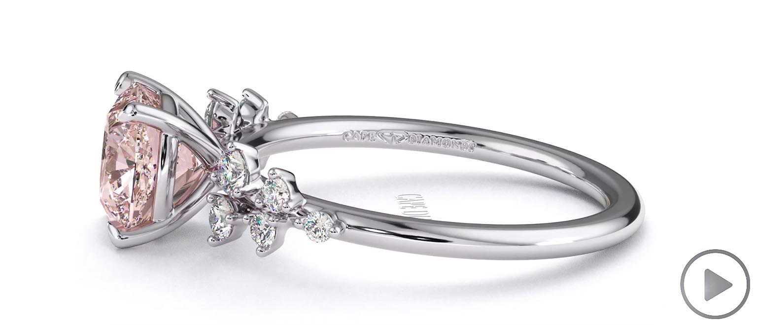 Pink Natural Diamond Cushion Cut Stardust Engagement Ring White Gold top video