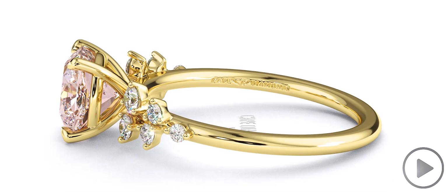 Pink Natural Diamond Cushion Stardust Engagement Ring Yellow Gold top video