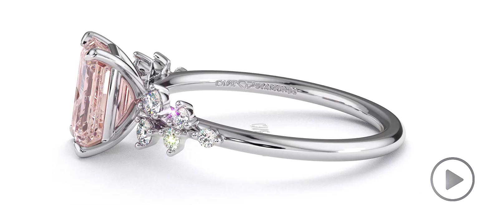 Pink Natural Diamond Emerald Stardust Engagement Ring White Gold top video
