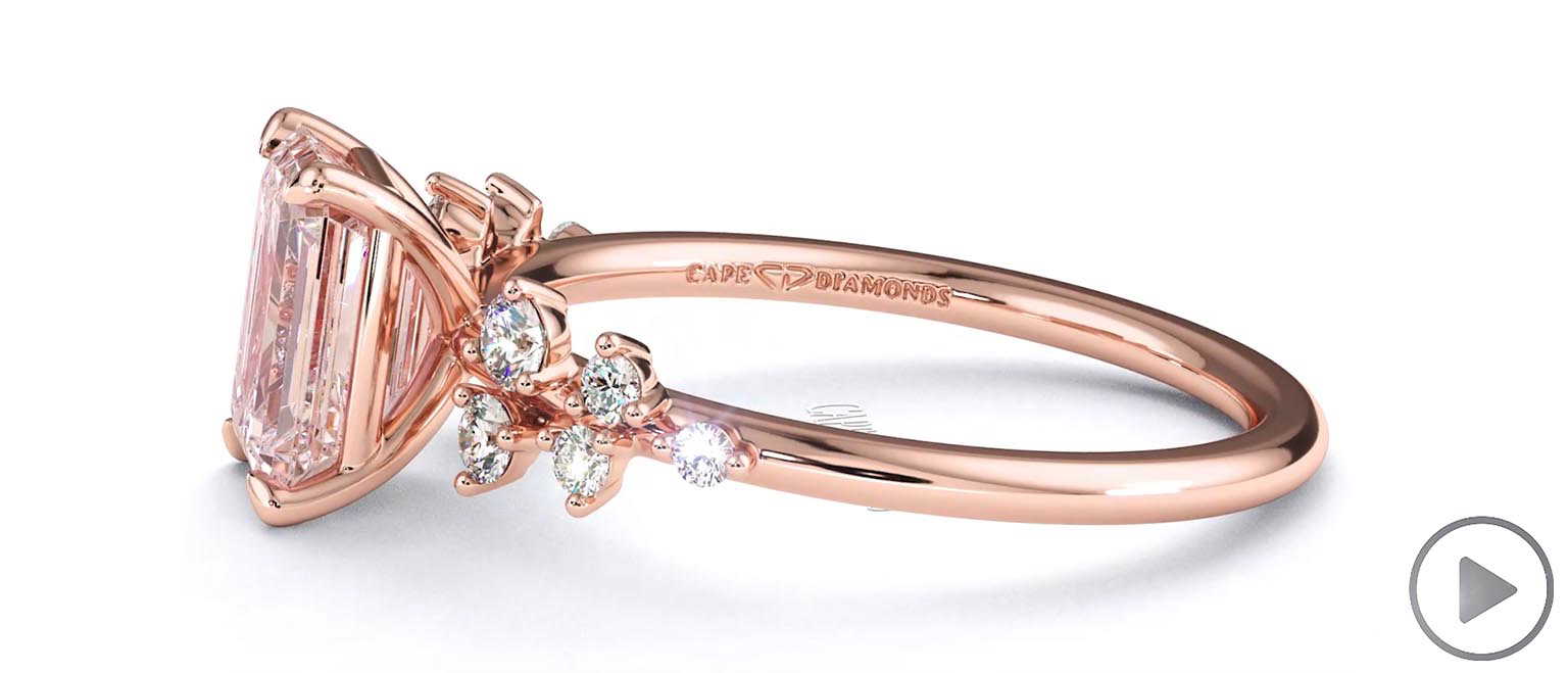 Pink Natural Diamond Emerald Cut Stardust Engagement Ring Rose Gold top video