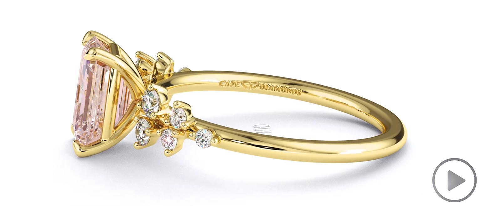 Pink Natural Diamond Emerald Stardust Engagement Ring Yellow Gold top video