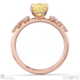 stardust yellow natural diamond celestial emerald engagement ring rose gold with 9k rose gold metal and emerald shape diamond