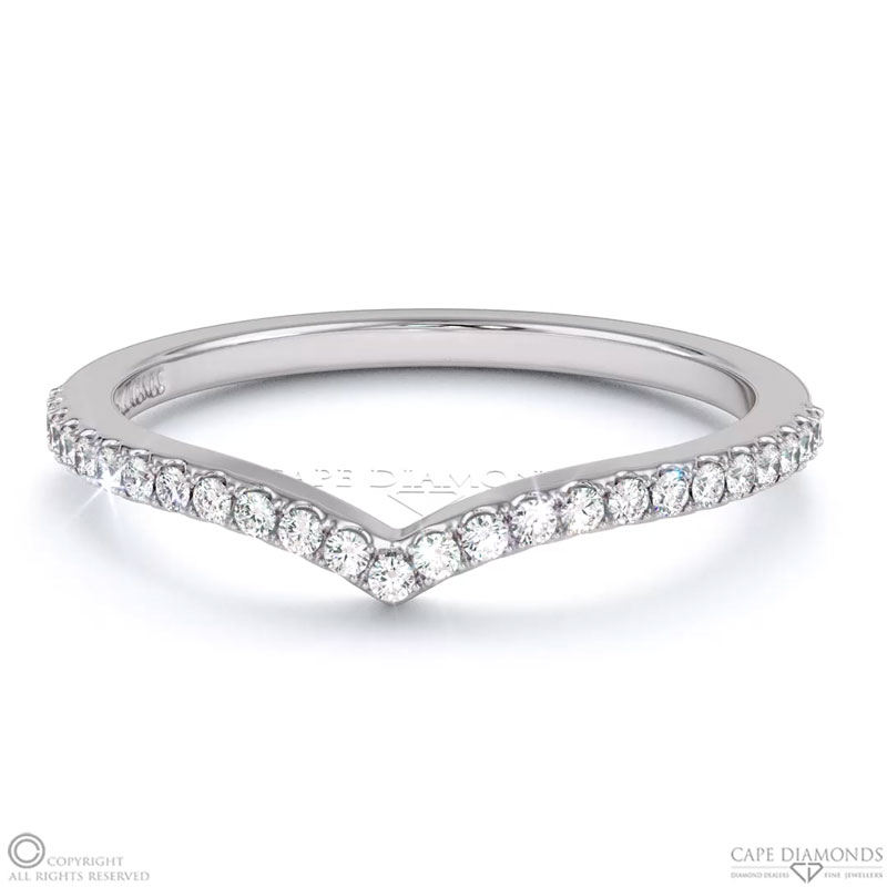 White Gold Womans Curved Fitted Wedding Band