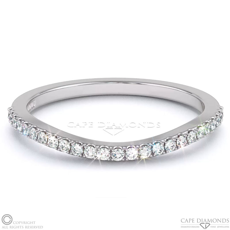 White Gold Concave Womans Wedding Band