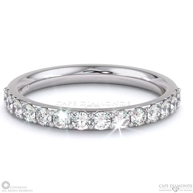 0.03ct Small Diamonds White Gold Single Claw Womans Wedding Band