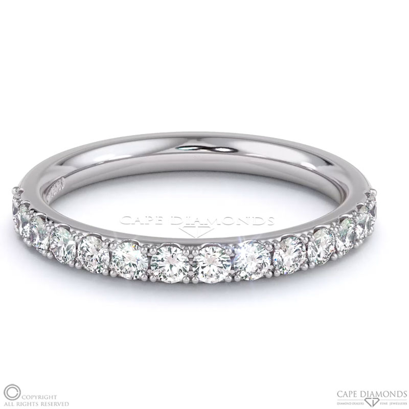 0.03ct Small Diamonds White Gold Four Claw Wedding Band