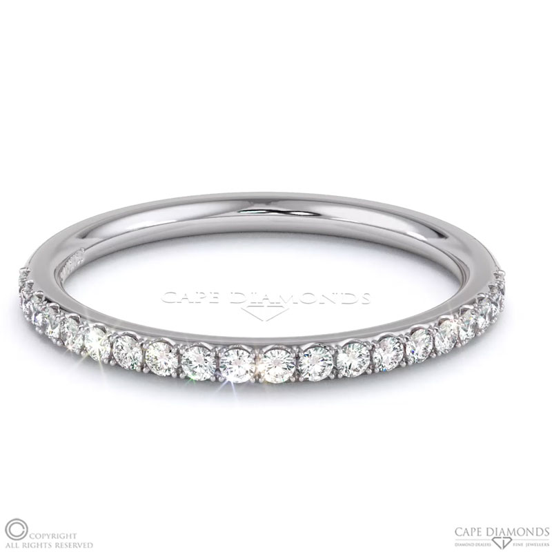 0.01ct Small Diamonds White Gold Four Claw Wedding Band
