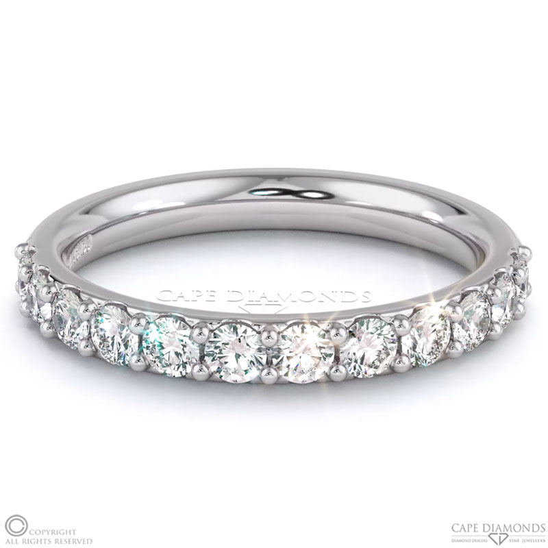 0.05ct Small Diamonds White Gold Single Claw Womans Wedding Band