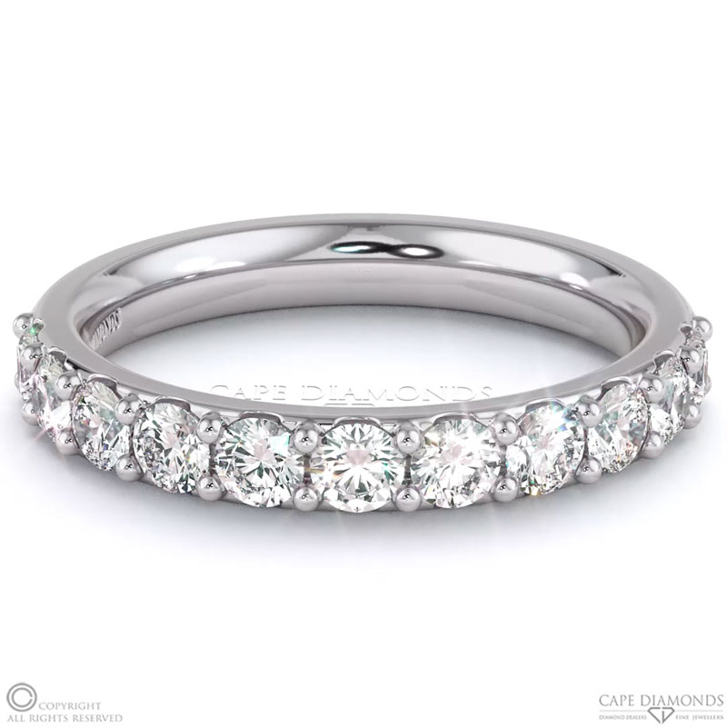 0.07ct Small Diamonds White Gold Single Claw Womans Wedding Band