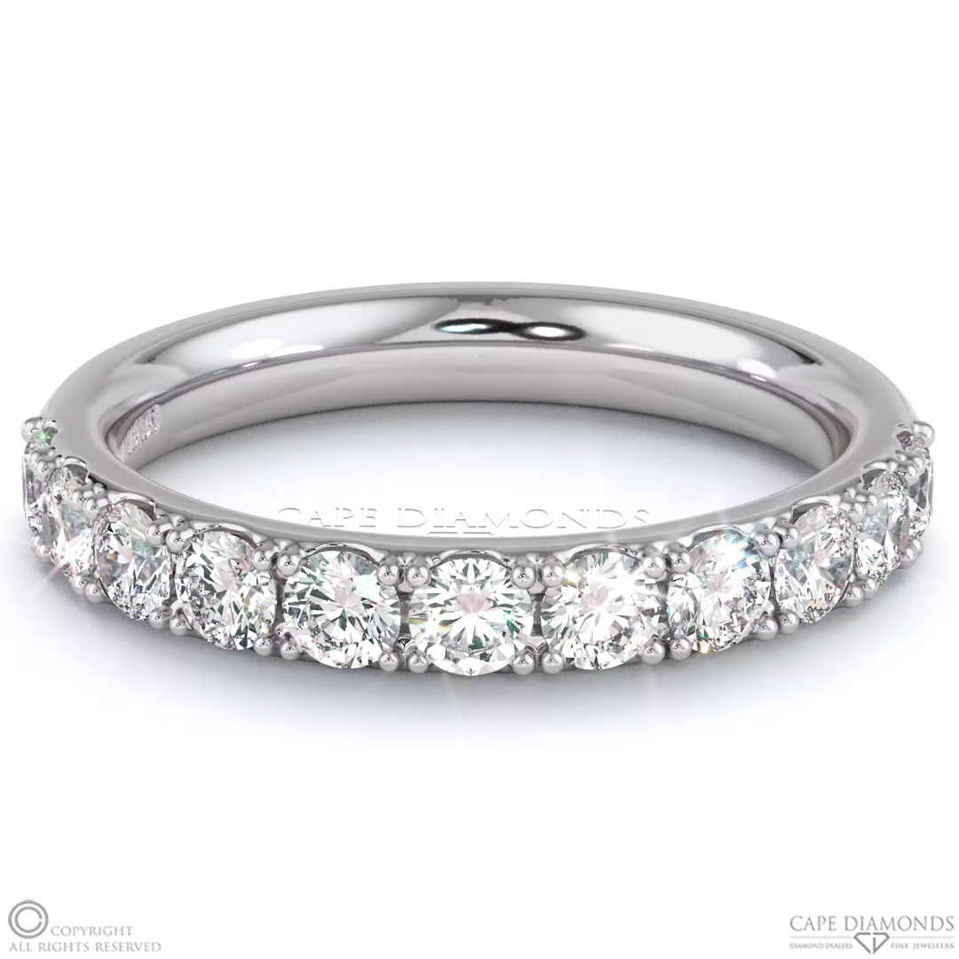 0.07ct Small Diamonds White Gold Four Claw Womans Wedding Band