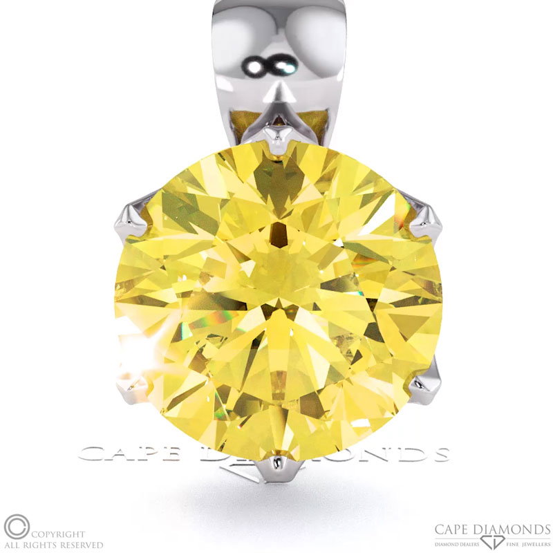Lab Yellow Diamond White Gold Blushing Bride Pendant