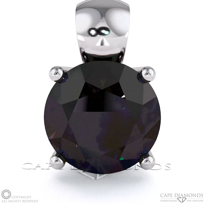 Lab Black Diamond White Gold 4 Claw Pendant