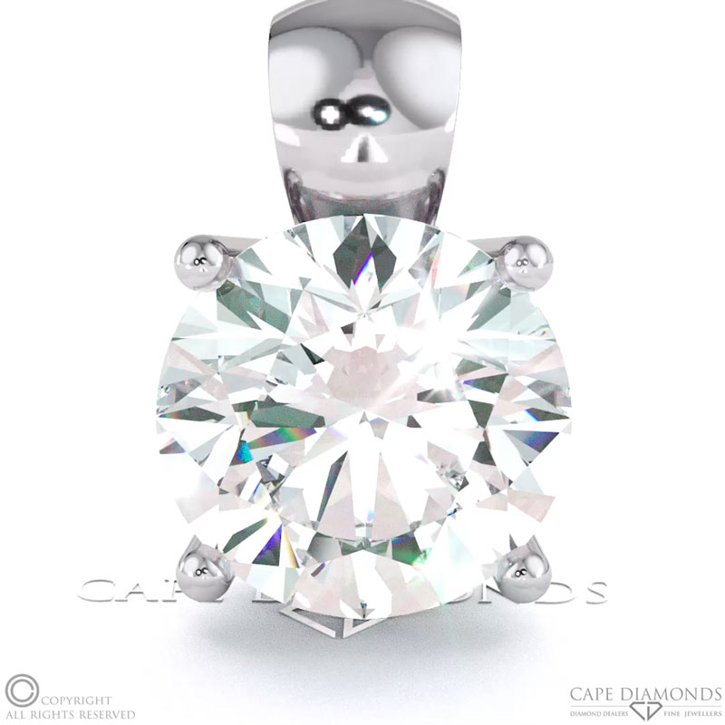 Lab White Diamond White Gold 4 Claw Pendant