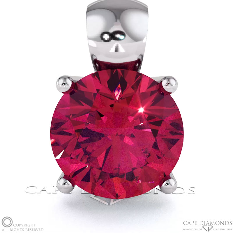 Ruby White Gold 4 Claw Pendant