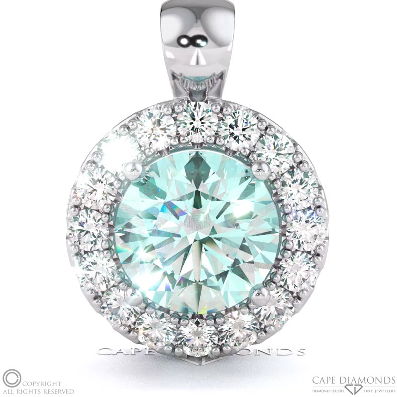 Aquamarine White Gold Halo Pendant