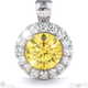 natural yellow diamond white gold halo pendant with 9k white gold metal and round shape diamond