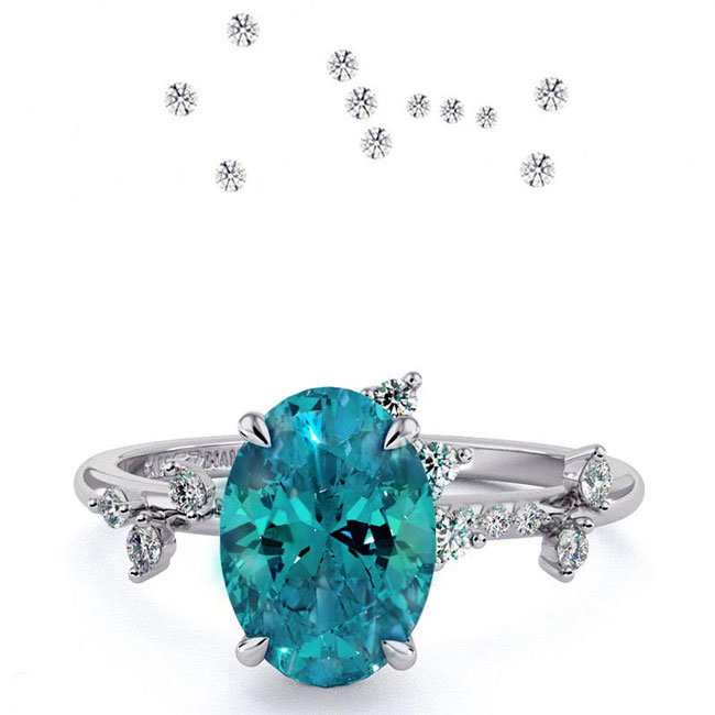 Celestial Teal Sapphire Engagement Rings