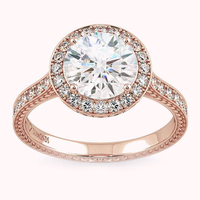 Antique Style Rose Gold Diamond Engagement Rings