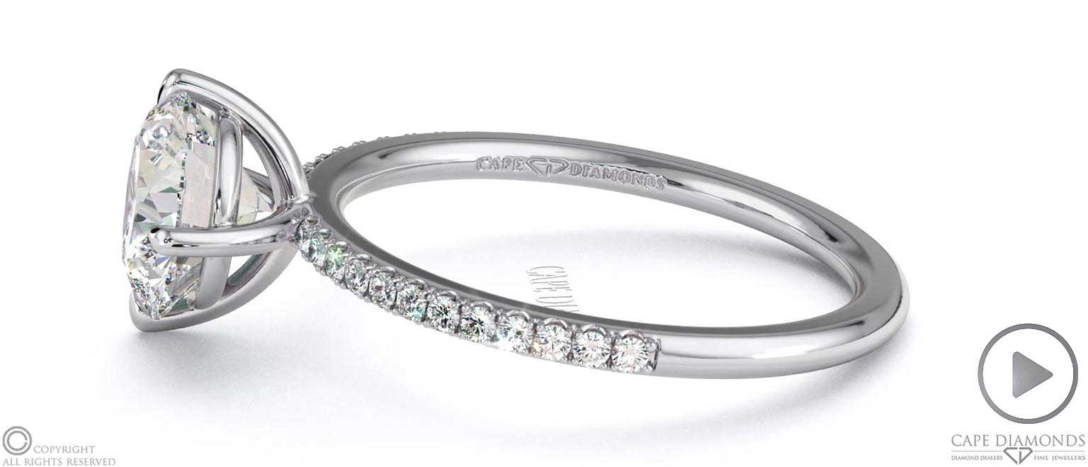 Natural Diamond East West Round Cut Sidestones Engagement Ring White Gold top video