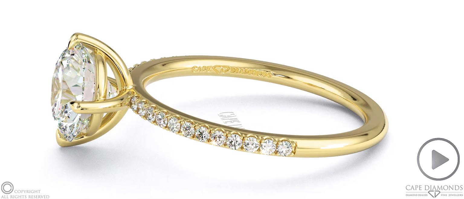 Natural Diamond East West Round Cut Sidestones Engagement Ring Yellow Gold top video