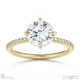 natural diamond east west round cut sidestones engagement ring yellow gold with 9k yellow gold metal and round shape diamond