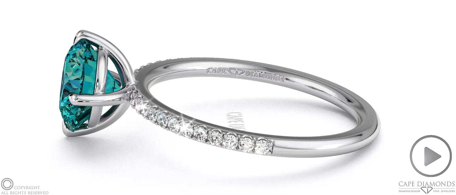 Alexandrite East West Round Sidestones Engagement Ring White Gold top video