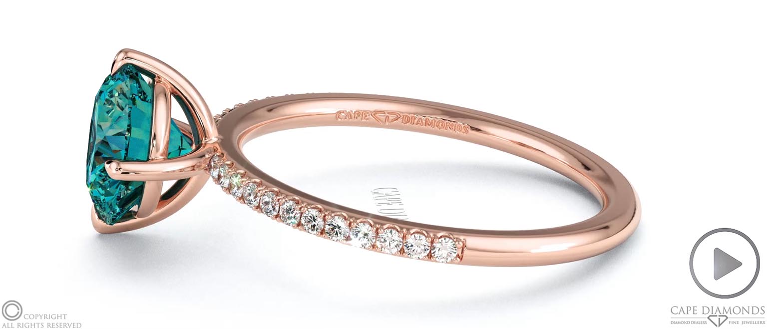 Alexandrite Round East West Side Stone Engagement Ring Rose Gold top video