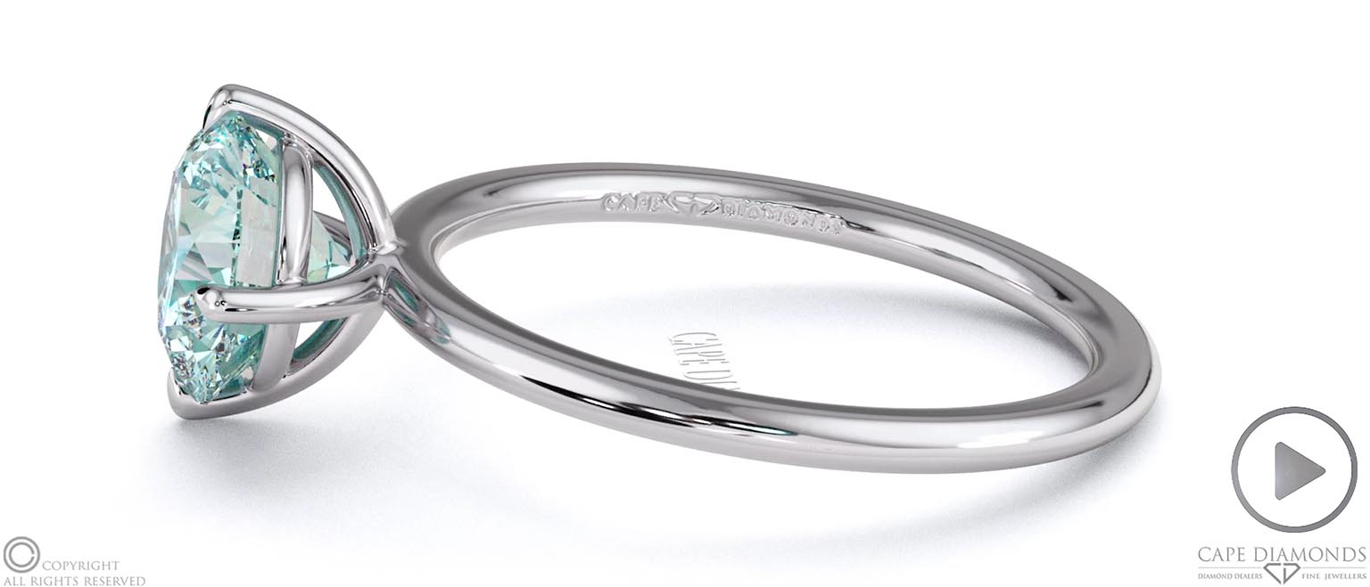 Aquamarine East West Round Solitaire Engagement Ring White Gold top video