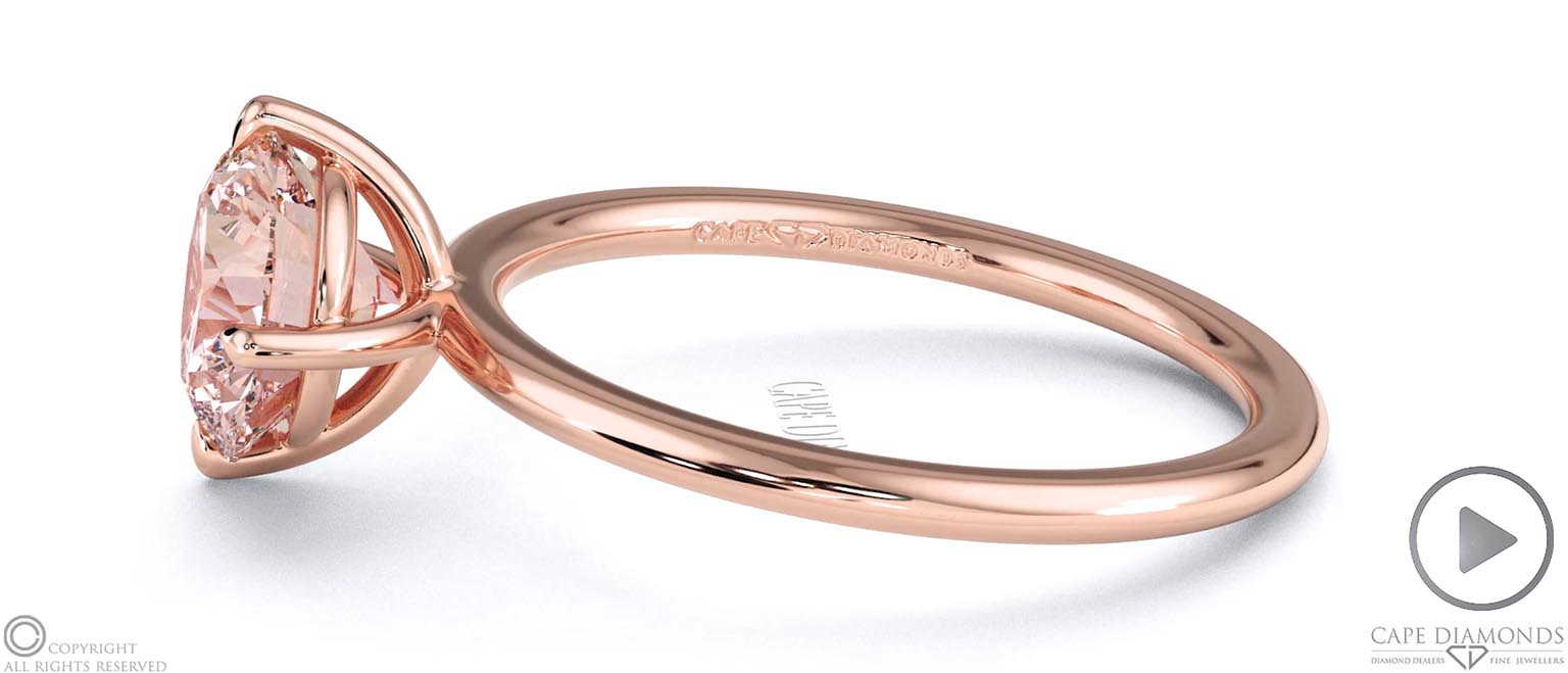 Pink Natural Diamond East West Round Cut Solitaire Engagement Ring Rose Gold top video