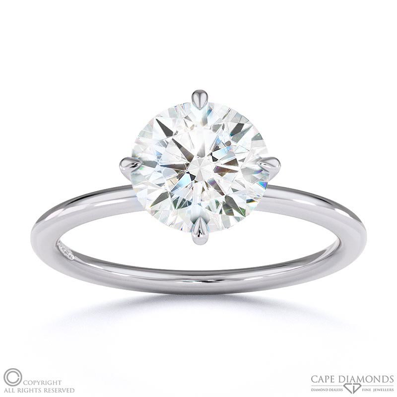 Lab Grown Diamond Round Cut East To West Setting Solitaire Engagement Ring White Gold