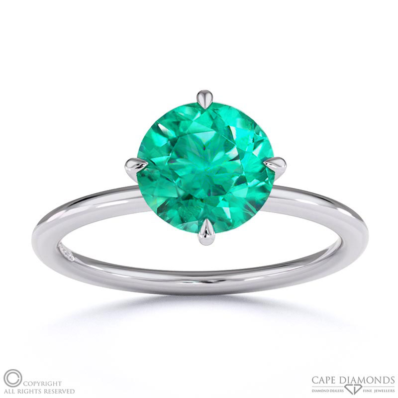 Tourmaline Round Cut East To West Setting Solitaire Engagement Ring White Gold