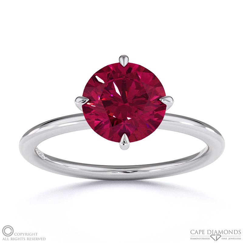 Ruby Round Cut East To West Setting Solitaire Engagement Ring White Gold