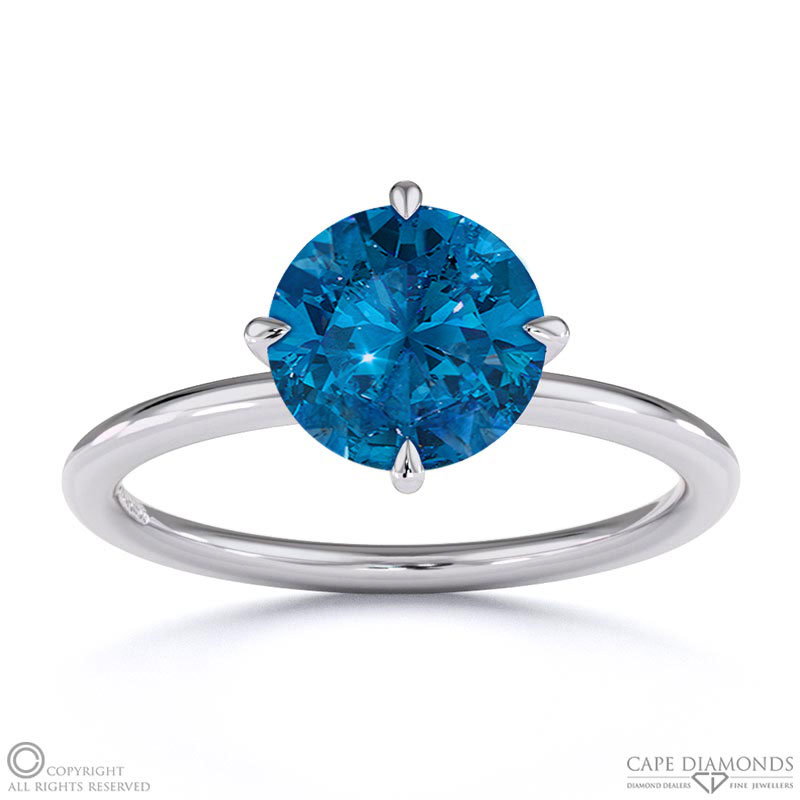 Sapphire Round Cut East To West Setting Solitaire Engagement Ring White Gold