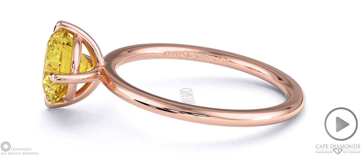 Yellow Lab Grown Diamond Round Cut East To West Setting Solitaire Engagement Ring Rose Gold top video