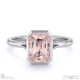 pink natural diamond emerald cut bezel setting split band platinum engagement ring with platinum metal and emerald shape diamond