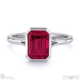 ruby emerald cut bezel setting split band white gold engagement ring with 9k white gold metal and emerald shape diamond