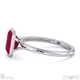 ruby emerald cut bezel setting split band white gold engagement ring with 9k white gold metal and emerald shape diamond