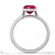 ruby emerald cut bezel setting split band white gold engagement ring with 9k white gold metal and emerald shape diamond