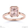 morganite emerald cut bezel setting split band rose gold engagement ring with 18k rose gold metal and emerald shape diamond