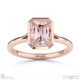 pink natural diamond emerald cut bezel setting split band rose gold engagement ring with 9k rose gold metal and emerald shape diamond