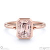 morganite emerald cut bezel setting split band rose gold engagement ring with 18k rose gold metal and emerald shape diamond