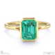 green natural diamond emerald cut bezel setting split band yellow gold engagement ring with 9k yellow gold metal and emerald shape diamond