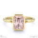 pink natural diamond emerald cut bezel setting split band yellow gold engagement ring with 18k yellow gold metal and emerald shape diamond