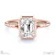 natural diamond emerald-cut bezel setting split band rose gold engagement ring with 18k rose gold metal and emerald shape diamond