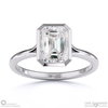 Natural Diamond Emerald-Cut Bezel Setting Split Band White Gold Engagement Ring