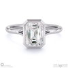 Natural Diamond Emerald-Cut Bezel Setting Split Band White Gold Engagement Ring